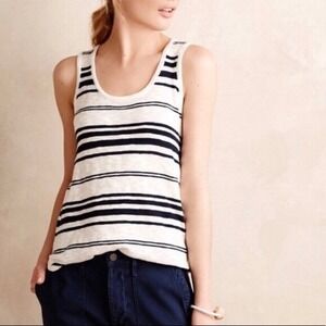 Moth Anthropologie Watermark Navy Striped Cotton Knit Tank Top, Women's‎ Size S